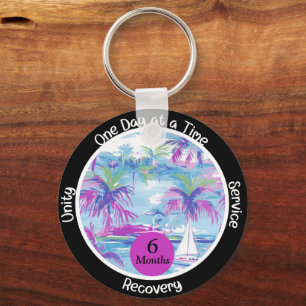Custom Recovery Milestone Gift - Palm Trees Keychain