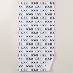 Custom Rectangle Business Company Logo Pattern Beach Towel