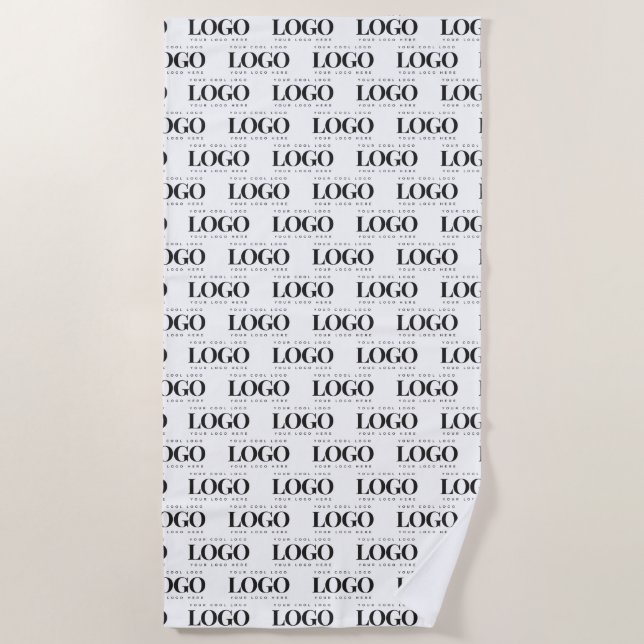 Custom Rectangle Business Company Logo Pattern Beach Towel (Front)