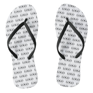 Custom Rectangle Business Company Logo Pattern Flip Flops