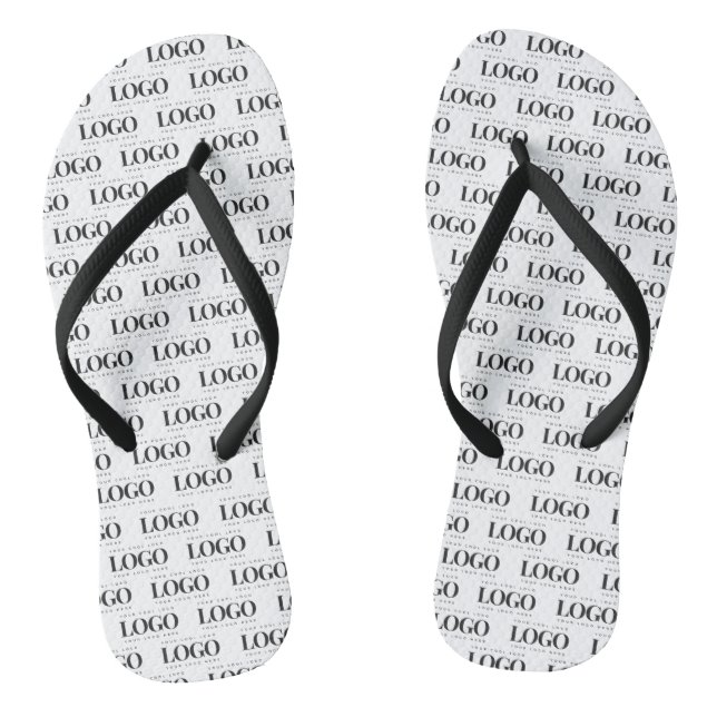 Custom Rectangle Business Company Logo Pattern   Flip Flops (Footbed)