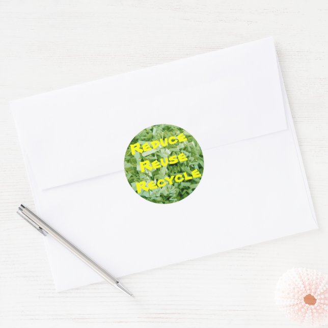 Custom Recycle Shredded Crinkle Paper Photo Classic Round Sticker (Envelope)