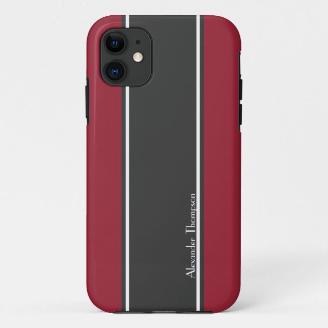 Custom Red and Black Racing Stripes Case-Mate iPhone Case (Back)