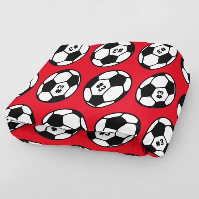Custom Red and Black Soccer Ball Pattern Fleece Blanket (Creator Uploaded)