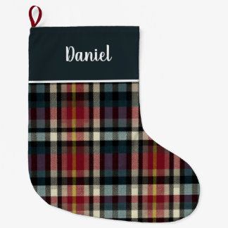 Custom Red and Blue Plaid Gingham Pattern Large Christmas Stocking