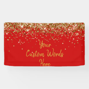 Custom Red and Gold Anniversary Party Photo Booth Banner