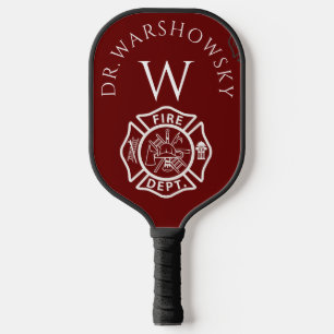 Custom Red and White Fireman emblem Symbols  Pickleball Paddle