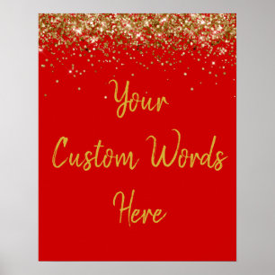 Custom Red Anniversary Party Photo Prop Poster