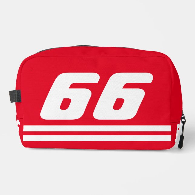 Custom red auto racing sports toiletry bag kit (Front)