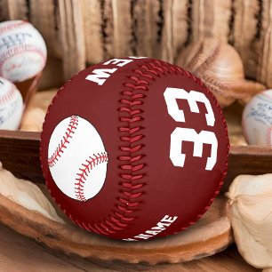 Custom Red Baseball Ball with Name Team Number