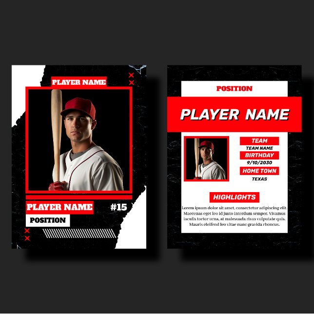 Custom Red Baseball Trading Card Player Profile (Creator Uploaded)