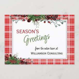Custom Red Berries Green Holly Botanical Foliage Holiday Card