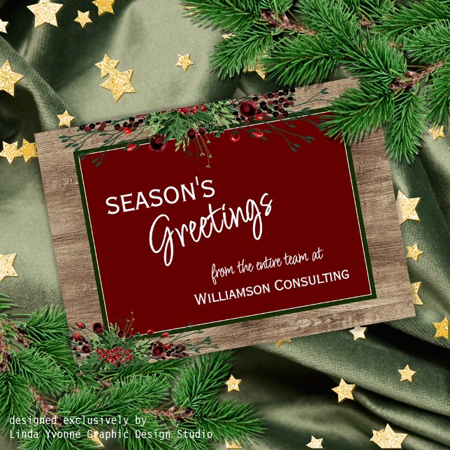 Custom Red Berries Green Holly Botanical Foliage Holiday Card (Creator Uploaded)
