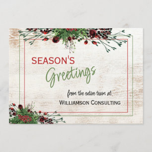 Custom Red Berries Green Holly Botanical Foliage Holiday Card
