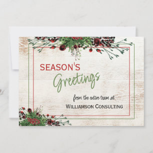 Custom Red Berries Green Holly Botanical Foliage Holiday Card