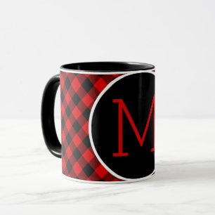 Custom Red Black Buffalo Check Plaid Pattern Mug