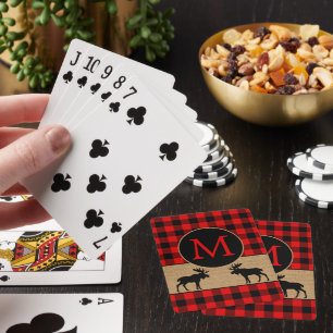 Custom Red Black Buffalo Check Plaid Pattern Playing Cards