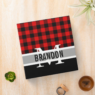 Custom Red Black Buffalo Lumberjack Pattern Binder