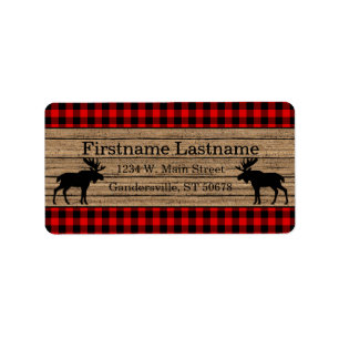 Custom Red Black Country Check Plaid Pattern Label