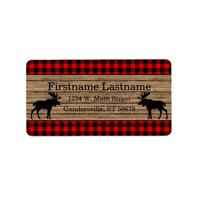Custom Red Black Country Check Plaid Pattern Label (Front)