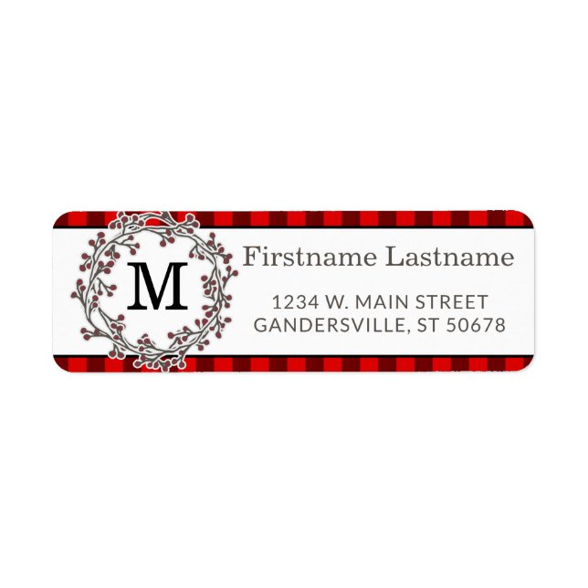Custom Red Black Country Check Return Address (Front)