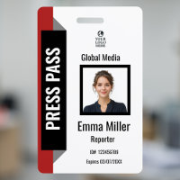 Custom Red & Black Media Pass | Press ID 