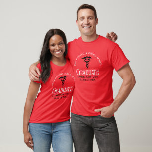 Custom Red Black Medical School Graduation T-Shirt