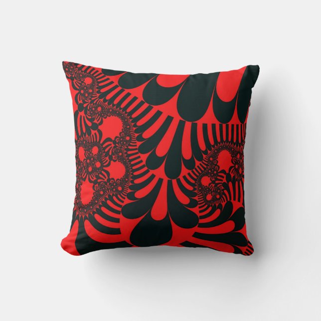 Custom Red Black Mod Throw Pillow (Front)