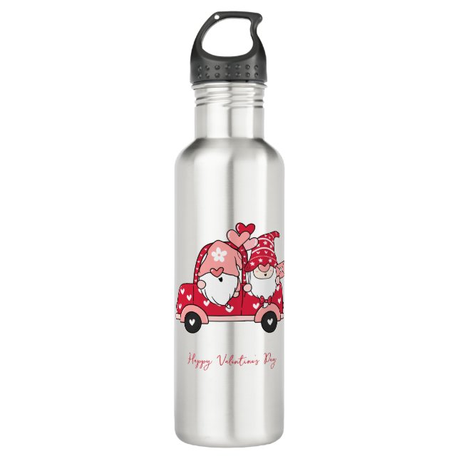 Custom Red Black Modern Happy Valentine's Day 710 Ml Water Bottle (Front)