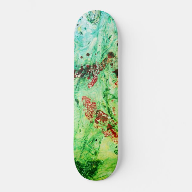 Custom Red Blue Yellow Green Modern Abstract Skateboard (Front)