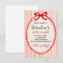 Custom Red Bow Galentines Party Invitation