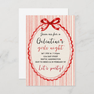 Custom Red Bow Galentines Party Invitation