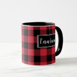 Custom Red Buffalo Check Plaid Mug<br><div class="desc">Customize the name for a wonderful gift!</div>