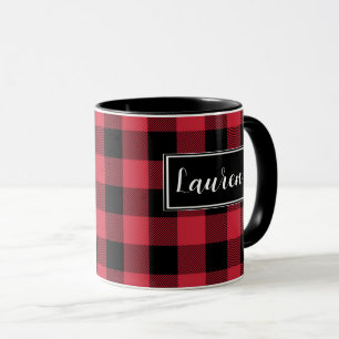 Custom Red Buffalo Check Plaid Mug
