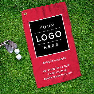 Custom Red Business Logo Company Branded Golf Towel