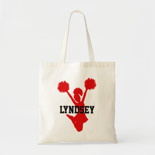 Custom Red Cheerleader Tote Bag