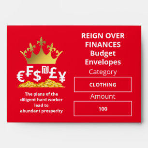 Custom RED Christian Budget Cash Envelope