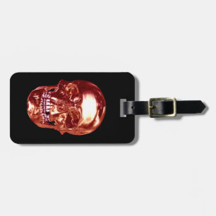 Custom Red Chrome Skull Luggage Tag