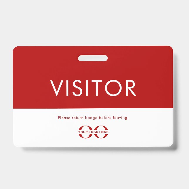 Custom Red Company Logo Visitor Badge (Front)