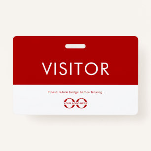 Custom Red Company Logo Visitor Badge