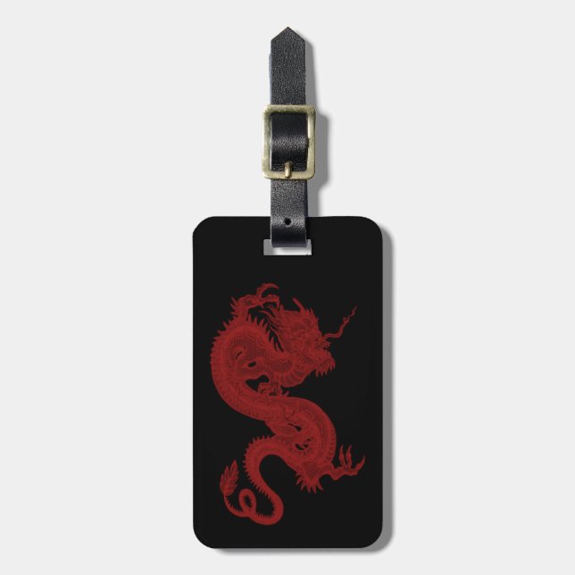 Custom Red Dragon Pendragon Luggage Tag (Front Vertical)
