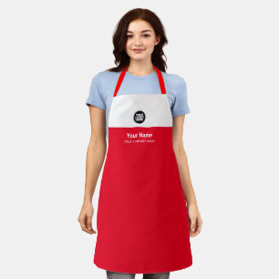 Custom Red Employee Logo, Name, Company Apron