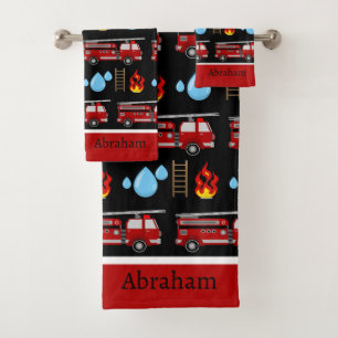 Custom Red Fire Trucks Firetrucks Pattern Towel