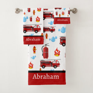 Custom Red Fire Trucks Firetrucks Pattern Towel