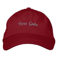 Custom Red First Grade Text Student Red Colour Hat
