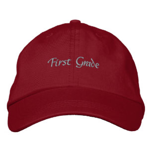 Custom Red First Grade Text Student Red Colour Hat