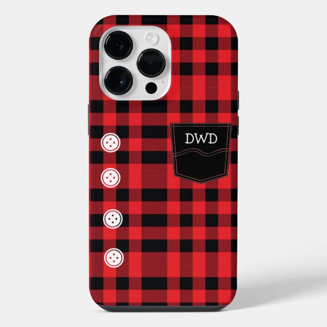 Custom Red Flannel Shirt Design  iPhone Case (Back)