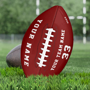 Custom Red Football with Name Number Team Name