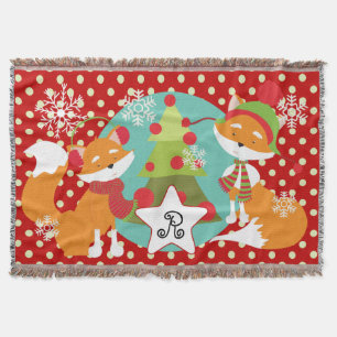 Custom Red Fox Christmas Holiday Throw