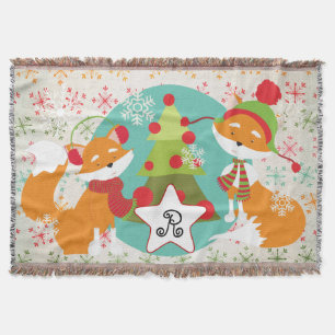Custom Red Fox Christmas Holiday Throw Blanket